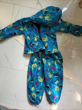 Kids Teal Monster Print Winter Snow Set -